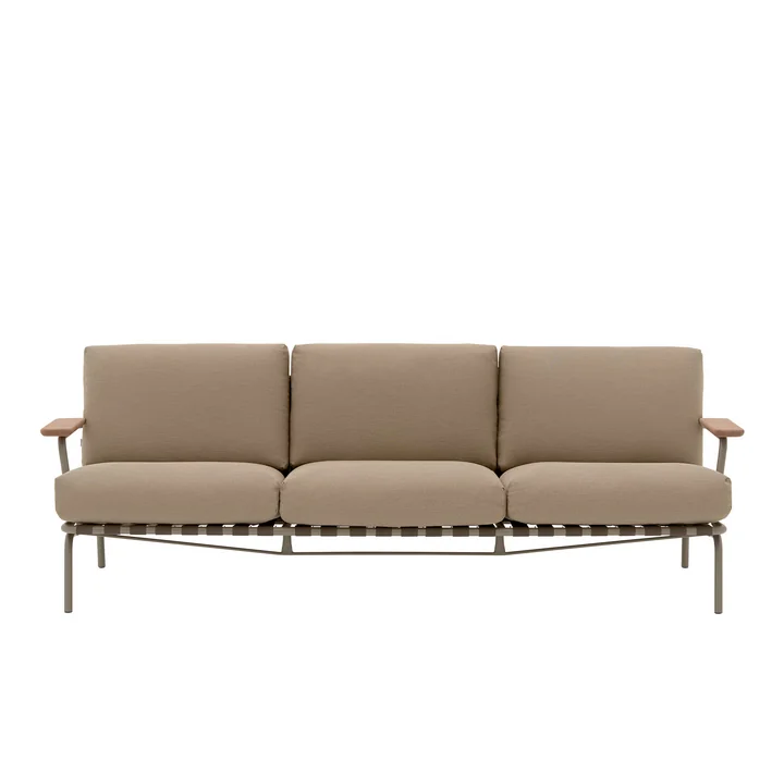 Muuto - Settle Outdoor Canapé 3 places, marron / taupe (tissu Ribbed Weave 5)