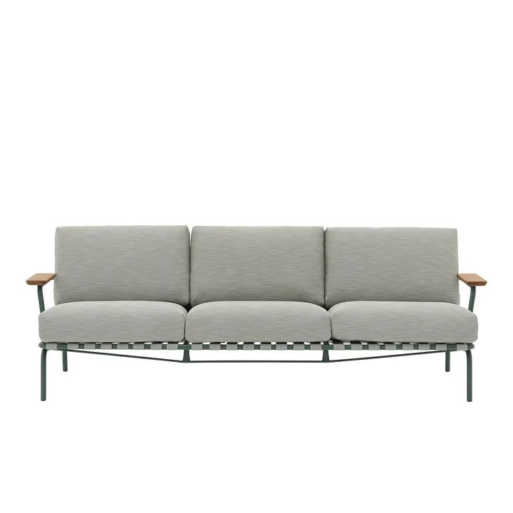 Muuto - Settle Outdoor Canapé 3 places, vert / vert foncé (tissu Ribbed Weave 2)