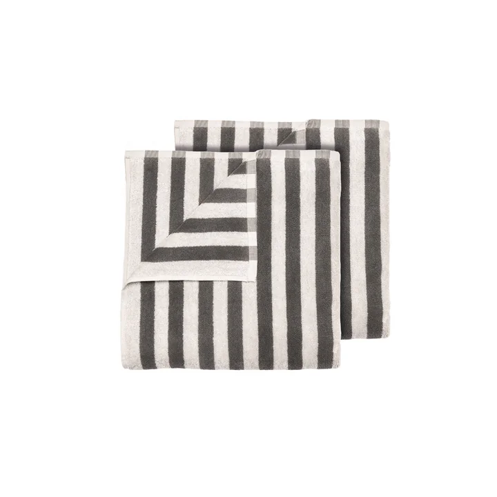 Blomus - Arto Serviette d'invité, 50 x 30 cm, rayures larges, moonbeam / magnet (lot de 2)