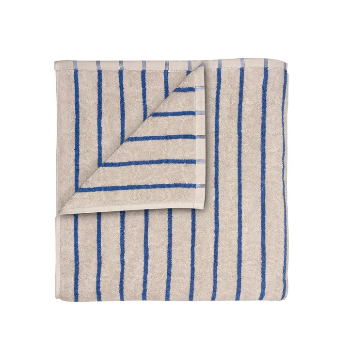 Blomus - Arto Serviette de bain, 140 x 70 cm, rayures fines, moonbeam / mazarine blue