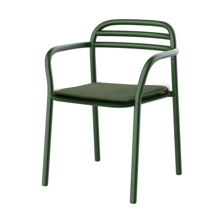 Cane-line - Bliss Chaise avec accoudoirs et coussin d'assise, vert foncé