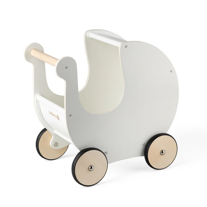 Sebra - Poussette pour poupées en bois, classic white