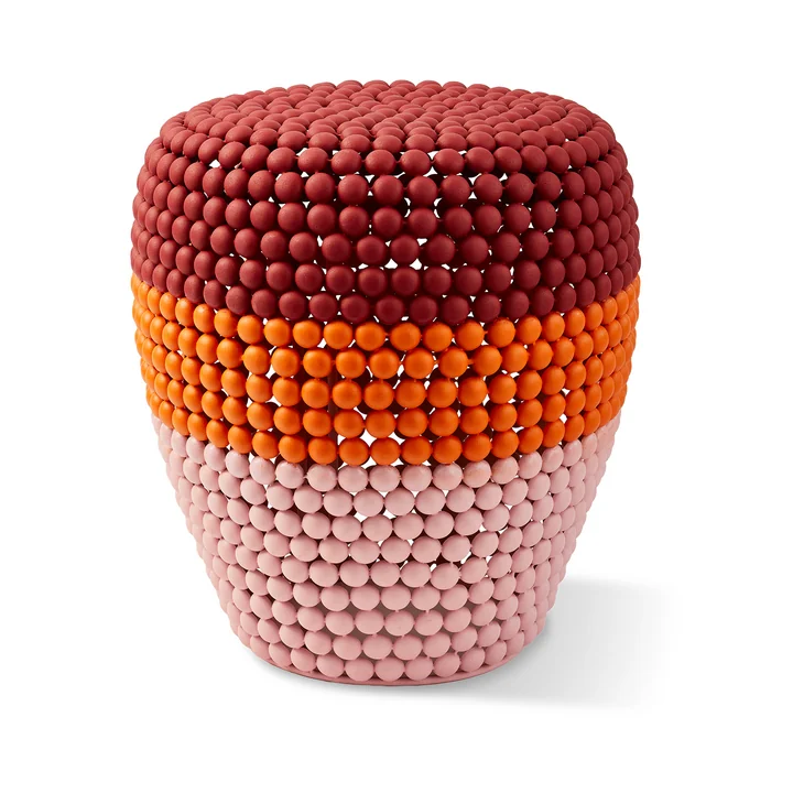 POLSPOTTEN - Dot Tabouret, rayé, rouge corail