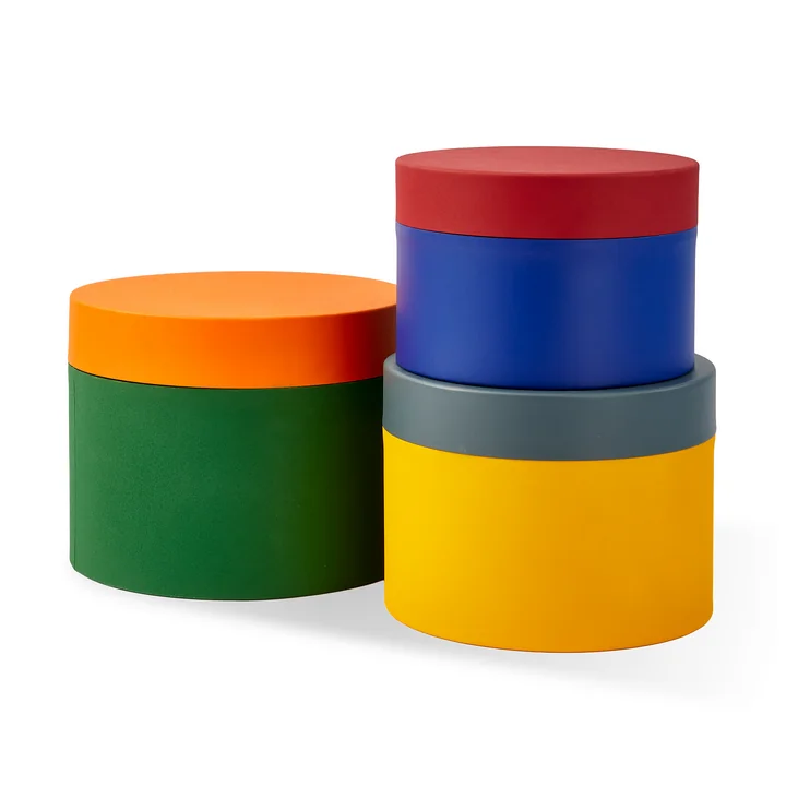 POLSPOTTEN - Round Metal Caps And Jars Boîte à provisions, set de 3, multicolore