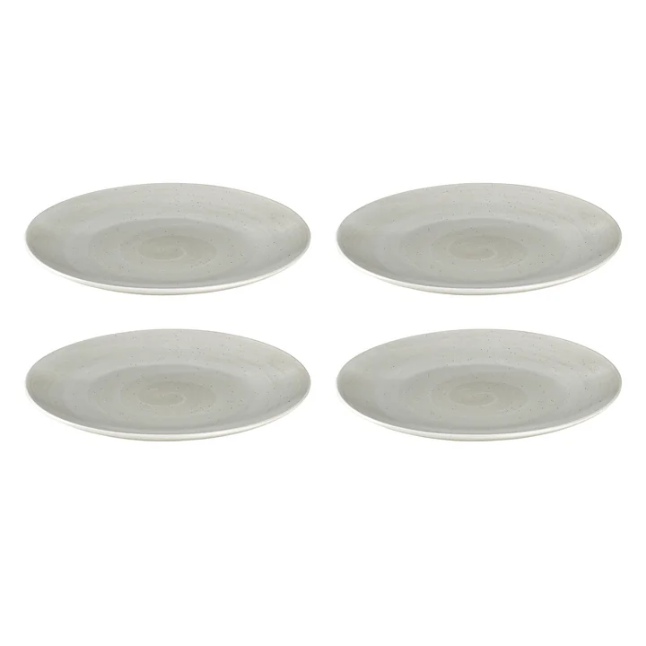 Broste Copenhagen - Assiettes plates « Grød », Ø 26 x H 2,7 cm, couleur sable (lot de 4)