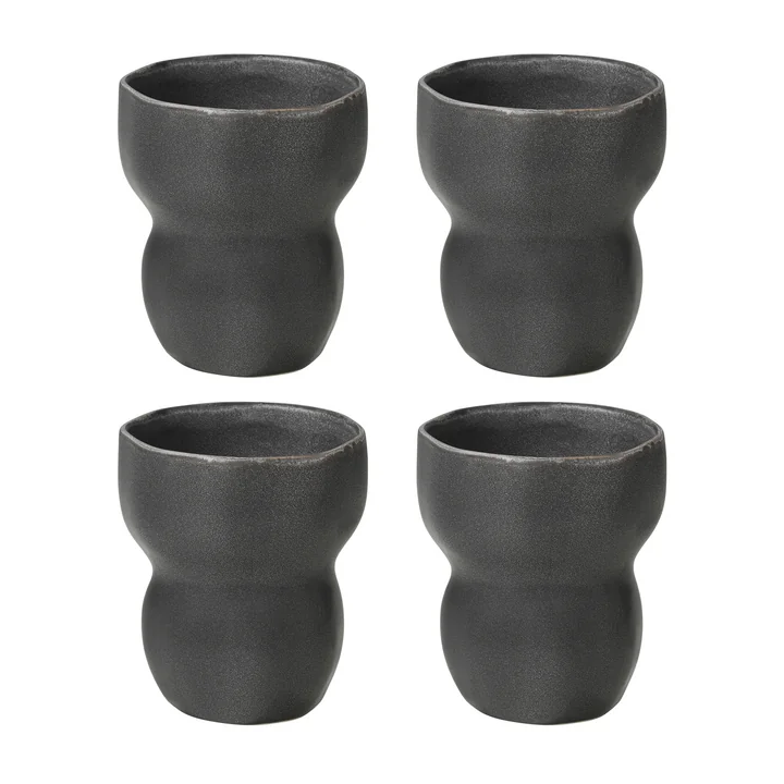 Broste Copenhagen - Tasses « Limfjord », 350 ml, gris foncé (lot de 4)