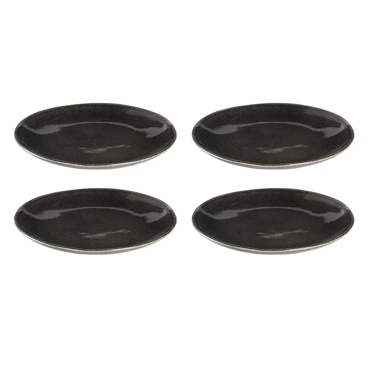 Broste Copenhagen - Assiettes plates « Nordic Coal », Ø 26 cm (lot de 4)