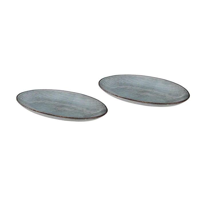 Broste Copenhagen - Plateau de service ovale S « Nordic Sea », 22 x 13,6 cm (lot de 2)