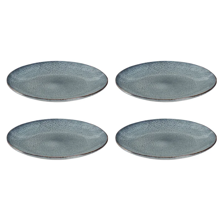 Broste Copenhagen - Assiettes plates « Nordic Sea », Ø 31 x H 3,3 cm, bleu clair (lot de 4)
