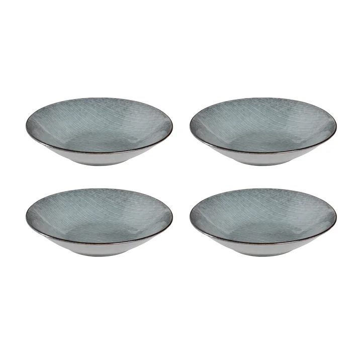 Broste Copenhagen - Assiettes creuses « Nordic Sea », Ø 22,5 x H 5 cm (lot de 4)
