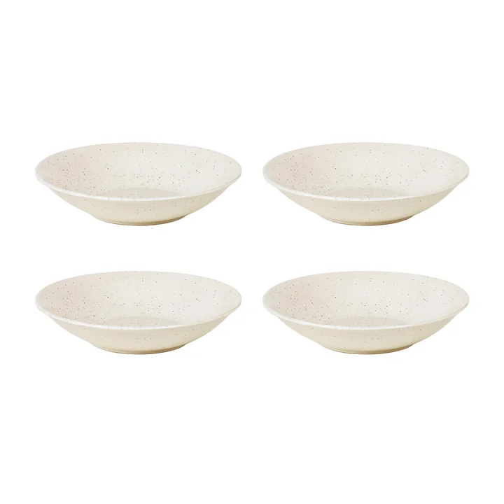 Broste Copenhagen - Assiettes creuses « Nordic Vanilla », Ø 22,5 x H 5 cm (lot de 4)