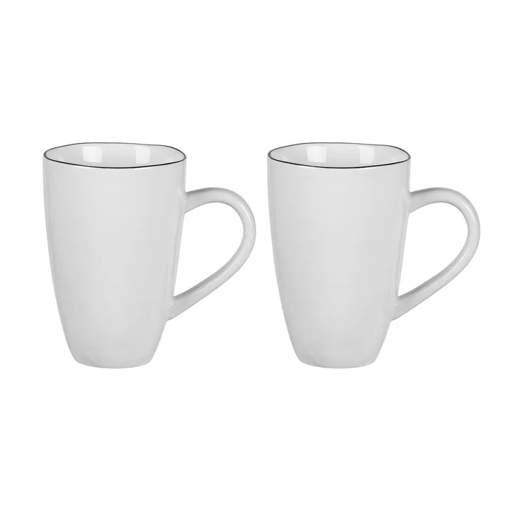 Broste Copenhagen - Tasse Salt, avec anse, 30 cl, blanche / noire (lot de 2)