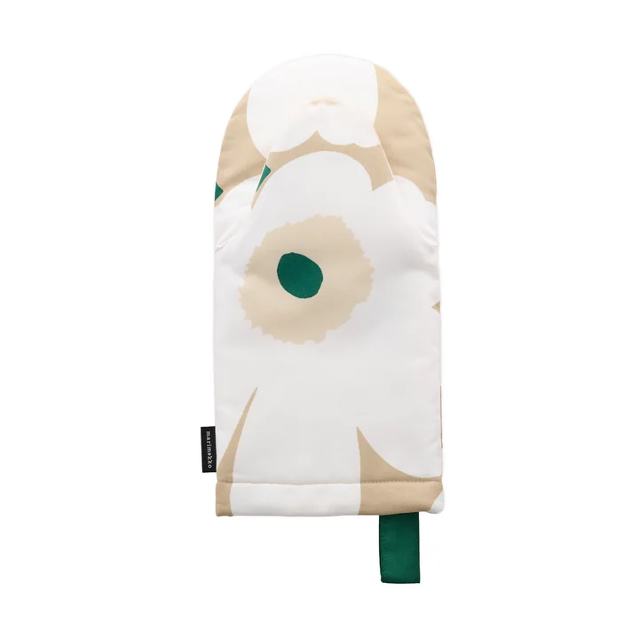 Marimekko - Pieni Unikko Gant de cuisine, sable / blanc / foin / émeraude