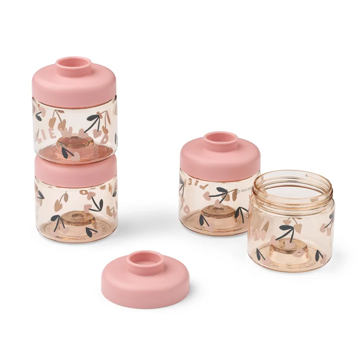 LIEWOOD - Boîte à goûters Dominique, Cherry heart / rosey (lot de 4)