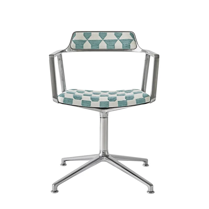 Vipp - Chaise 452 « Swivel », en aluminium, édition Guesthouse, Lagrasse, France, sur patins