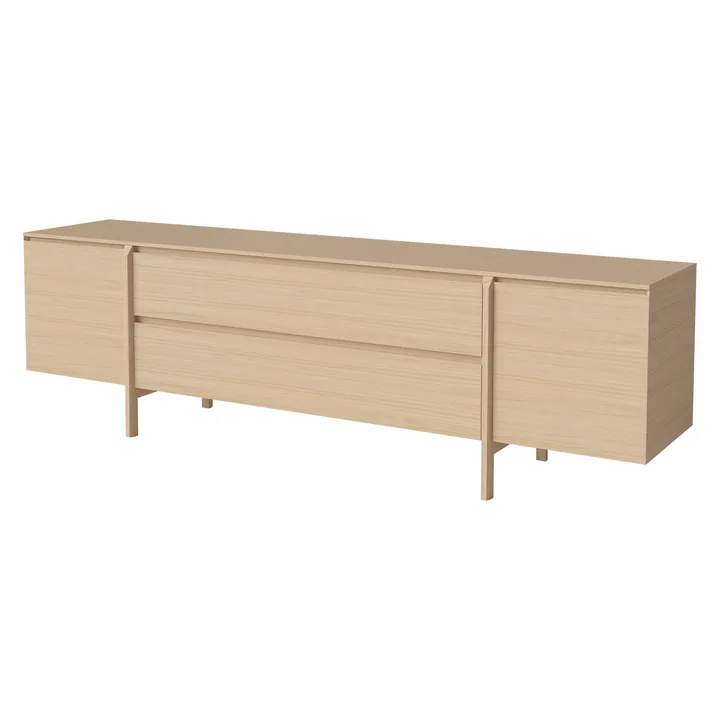 Bolia - Buffet Daia à tiroirs, 240 cm, chêne teinté blanc