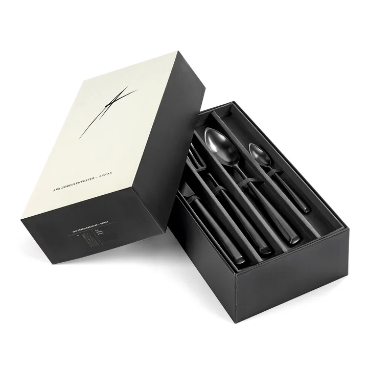 Serax - Ensemble de couverts « Ann Demeulemeester » dans un coffret cadeau, Black Zoe (24 pièces)