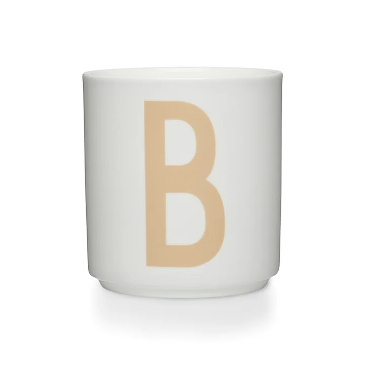 Design Letters - Tasse en porcelaine AJ B, beige / blanc