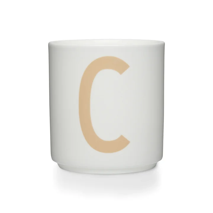 Design Letters - Tasse en porcelaine AJ C, beige / blanche