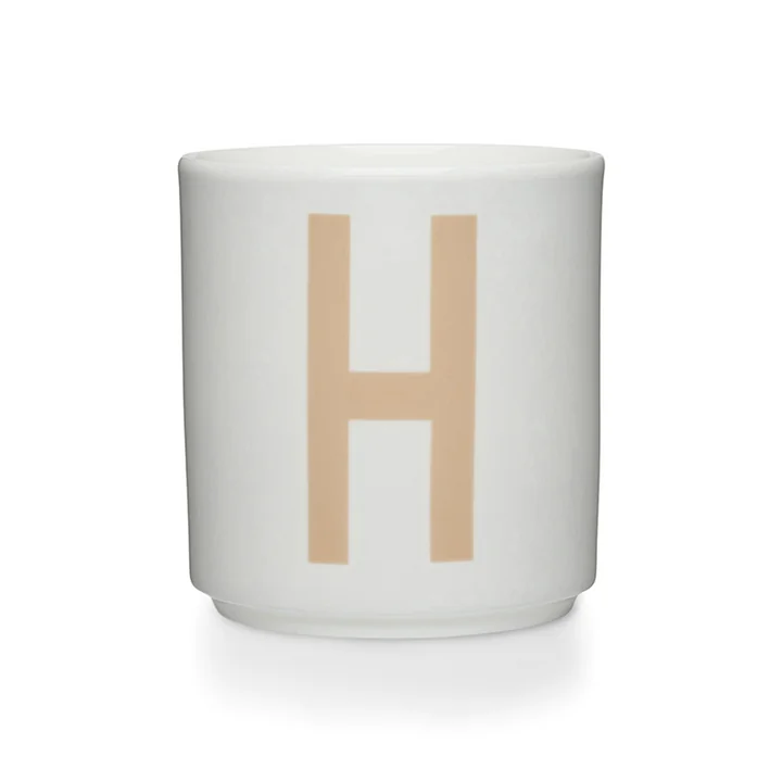 Design Letters - Tasse en porcelaine AJ H, beige / blanc