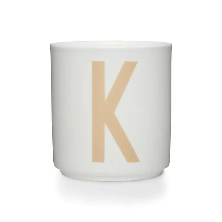 Design Letters - Tasse en porcelaine AJ K, beige / blanc
