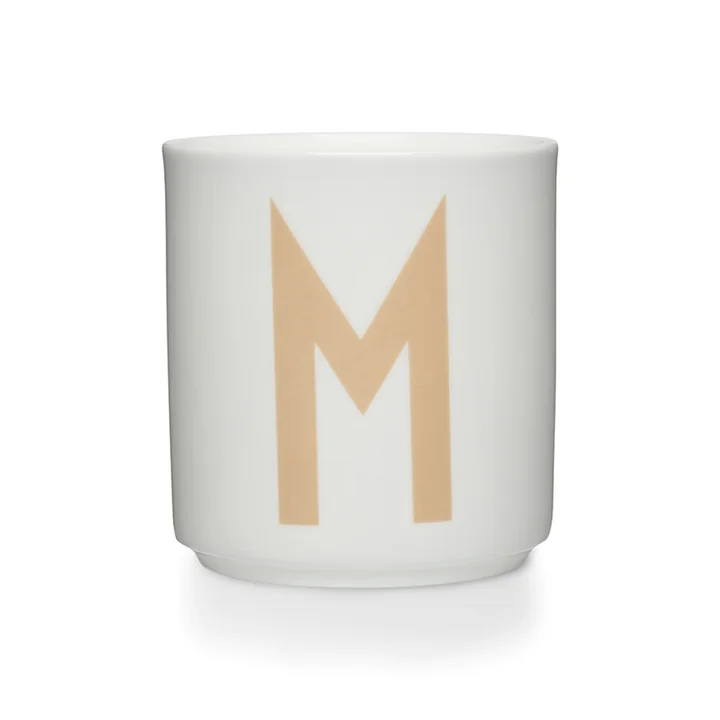 Design Letters - Tasse en porcelaine AJ, taille M, beige / blanc