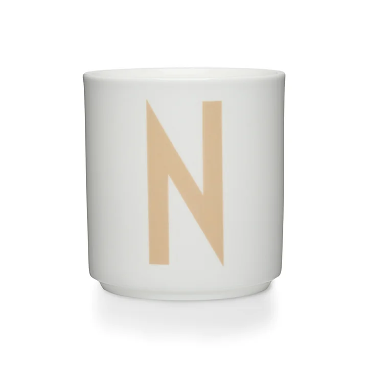 Design Letters - Tasse en porcelaine AJ N, beige / blanc
