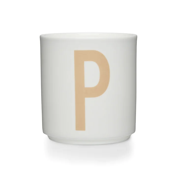 Design Letters - Tasse en porcelaine AJ P, beige / blanc