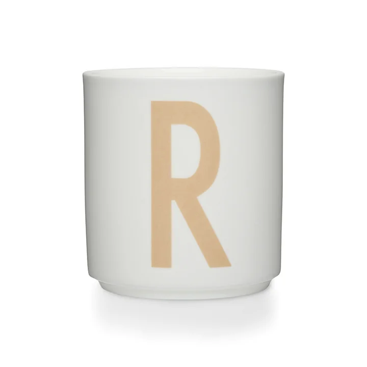 Design Letters - Tasse en porcelaine AJ R, beige / blanc