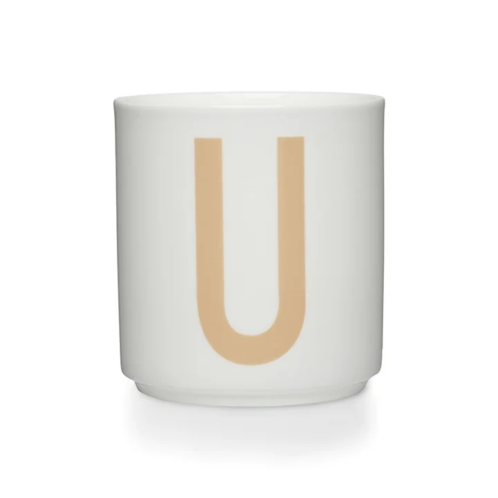 Design Letters - Tasse en porcelaine AJ U, beige / blanche
