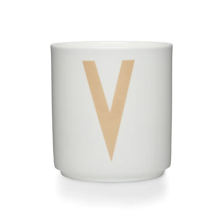 Design Letters - Tasse en porcelaine AJ V, beige / blanc