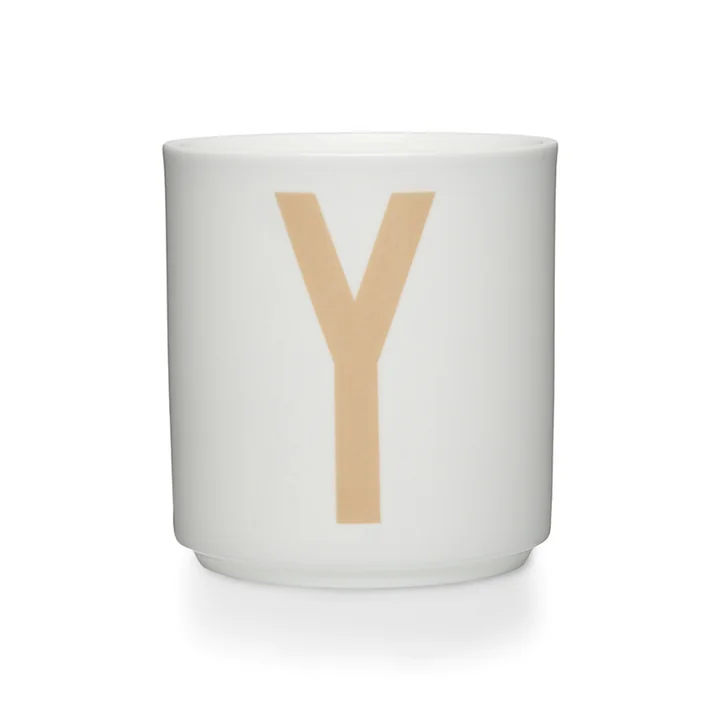 Design Letters - Tasse en porcelaine AJ Y, beige / blanche