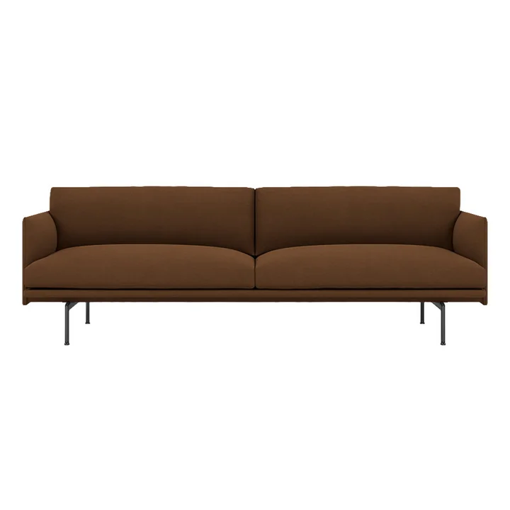 Muuto - Canapé Outline 3 places, Hallingdal 350 marron / noir (UE), en exclusivité