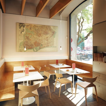 Arper - Chaise Saya, pieds en bois, clair