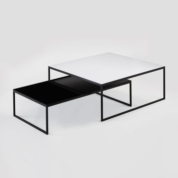 La table basse VA Less H 5/2 de Hans Hansen avec base de traîneau en blanc et noir