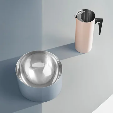 Saladier, smokey blue et pichet Cylinda-Line avec système anti goutte, powder