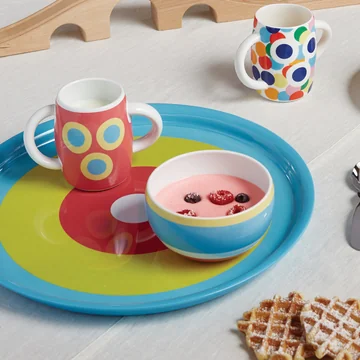 Vaisselle pour enfants Alessini et plateau Con-Centrici par Alessi
