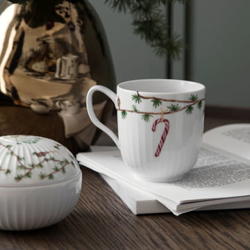 Hammershøi Bonbonniere Noël de Kähler Design en blanc avec décoration