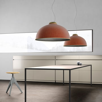 Suspension Farel de Luceplan en rouge rouille / gris foncé / laiton