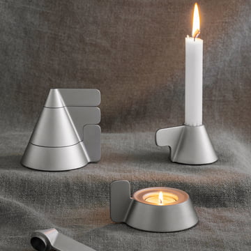 Bougeoir conique de Design House Stockholm en gris