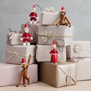 Père Noël & Mère Noël ornements en bois de Kay Bojesen dans la version rouge / blanc