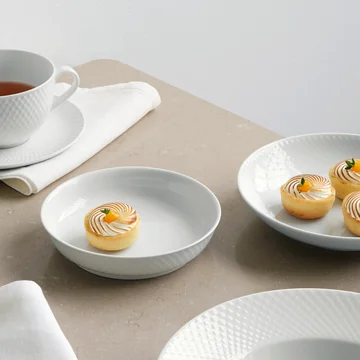 Rhombe Coupe à dessert de Lyngby Porcelæn dans la couleur blanc