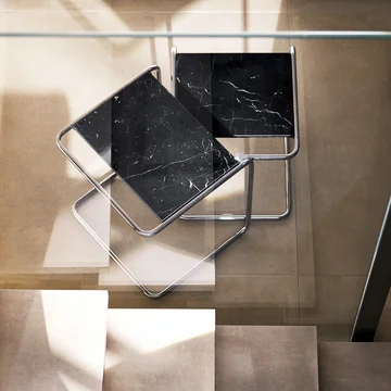 Thonet - B 97 Serious Set de table d'ensemble, titane / marbre Nero Marquina (set de 2) (JS. by Jil Sander)