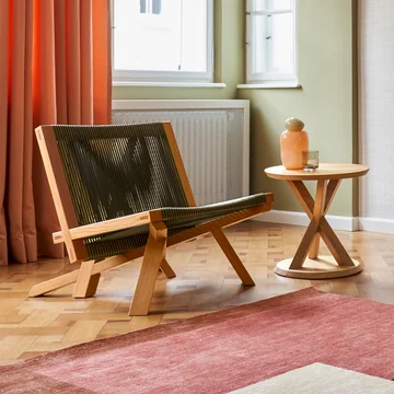 ClassiCon - Volkshaus Lounge Chair et tabouret, chêne naturel / vert forêt