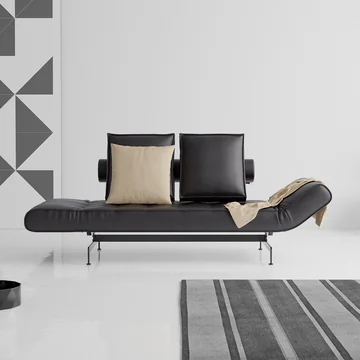 Innovation Living - Ghia Laser Canapé-lit, 210 x 93 cm, cuir noir (Mix 550 Faunal )