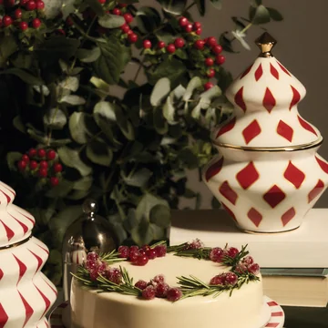 Alessi - Delight Bonbonnières, blanc / rouge / or