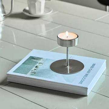 House Doctor - Anit porte-bougie à chauffe-plat, Ø 10 x H 10,5 cm, argenté