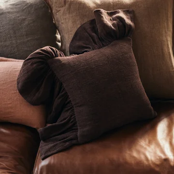 HKliving - Coussin à volants, 50 x 50 cm, chestnut