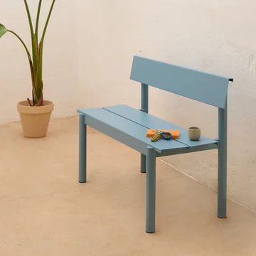 Muuto - Linear Steel Banc avec dossier, 110 cm, bleu clair