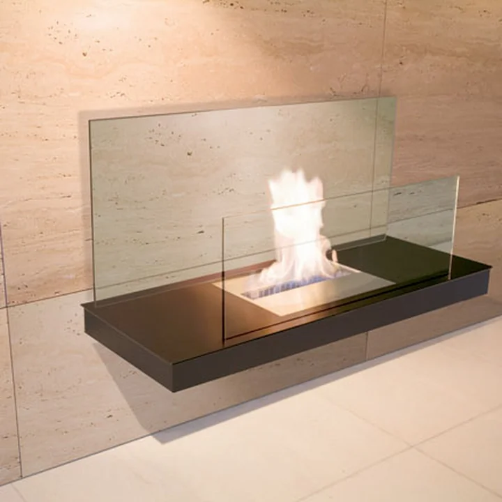 Wallflame I - Acier, noir/verre, clair